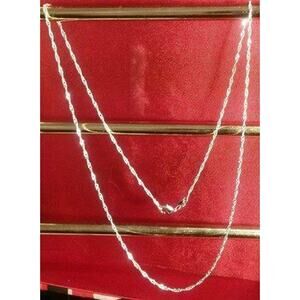 Sterling Silver 925 Plated 24 Inch Water Wave Chain Necklace‎ New Thin 1/16th"